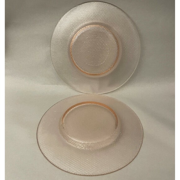 Pink Glass Salad Luncheon Plates 8 7/8" Lot of 2 - Picture 4 of 6